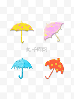 可爱小清新雨伞可商用元素