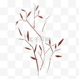 棕色手绘花朵树叶图案简约大方古