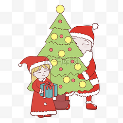 雪松图片_圣诞节装饰圣诞树的儿童