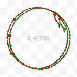 红绿撞色珠串边框PNG素材