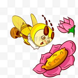  黄色蜜蜂采花蜜 