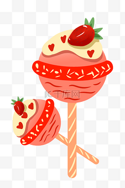 红色手绘草莓图片_手绘草莓糖果插画