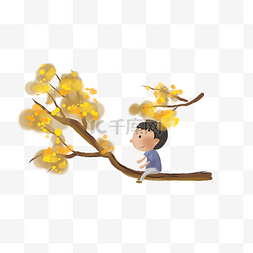 秋天的男孩图片_立秋秋天在树上玩的男孩