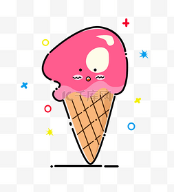 清凉夏日草莓图片_手绘mbe风格夏日冰淇淋