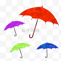 四个彩色图片_彩色的雨伞手绘插画