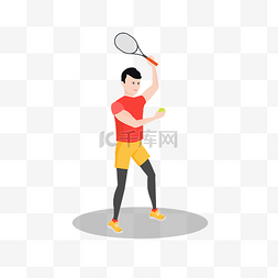 红色的网球拍图片_矢量卡通男士健身