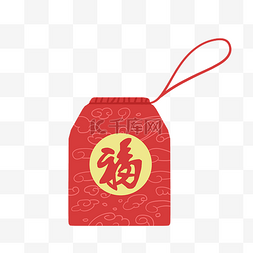红色平安符图片_中国风红色的中国福袋