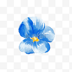 水彩手绘蓝色图片_水彩手绘蓝色花朵png