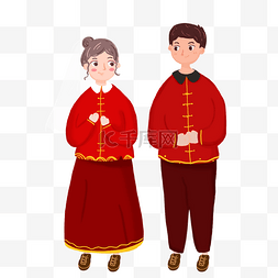 中式婚礼卡通图片_手绘清新中式婚礼手绘素材