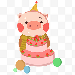 吃蛋糕吃蛋糕图片_卡通手绘猪年可爱呆萌小猪吃蛋糕