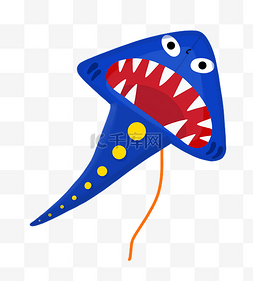 鲨鱼的牙齿卡通图片_绿色鲨鱼风筝插画