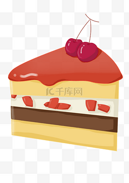 奶油樱桃蛋糕插画