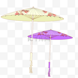 小雨伞卡通图片_清明节卡通装饰油纸伞