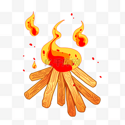 火的木棍图片_被火烧着的小木头矢量图
