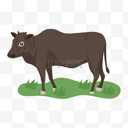卡通小牛草地图片_站在草地上的春牛