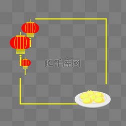 春节黄色灯笼图片_新年手绘灯笼边框