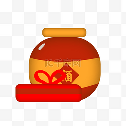 新年礼盒插画图片_新年礼盒和红色酒瓶