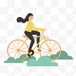 哈喽单车骑行月卡图片_卡通风骑车的女孩