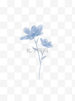 蓝色小花素材图片_简约手绘蓝色小花