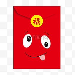卡通笑脸吐舌头图片_手绘春节拟人红包插画