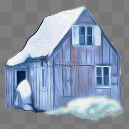房屋落雪图片_卡通创意冬季户外的房屋