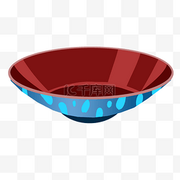 立体小碗图片_红色的小碗装饰插画