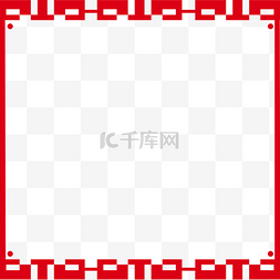 中国红简约图片_中国红手绘简约文艺清新边框透明
