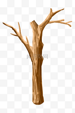 一颗树木木头插画