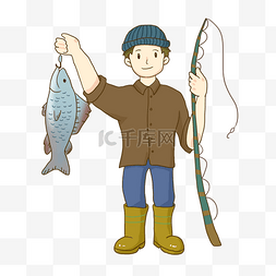 渔夫和他的妻子图片_渔夫捕鱼免抠PNG素材