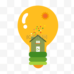 环保能源灯泡图片_ 保护环境黄色灯泡 
