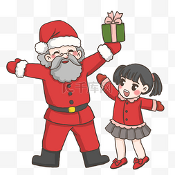 温暖圣诞节素材图片_圣诞老人和女孩PNG