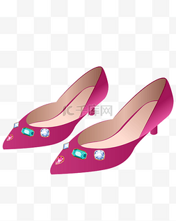 粉色蝴蝶高跟鞋图片_矢量手绘粉色鞋子