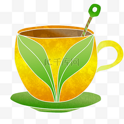 漂亮的咖啡杯图片_黄色的咖啡杯插画