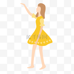 穿黄色裙子的小女孩