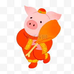 鸡年大吉字图片_手绘卡通2019猪年小猪