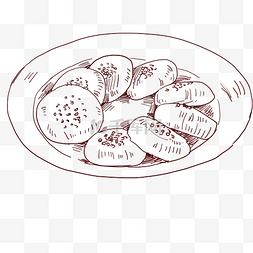水果西柚线描图片_线描食物糕点插画