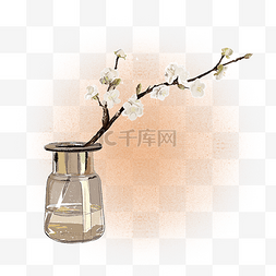 中国风梅花花瓶图片_冬季白色唯美梅花
