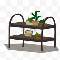 手绘卡通植物盆栽桌子架子