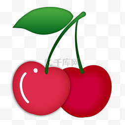 红色的大樱桃图片_两颗手绘樱桃