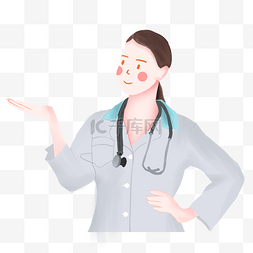 清新宣传海报图片_医疗行业戴听诊器的女医生半身像