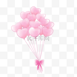 卡通气球粉色图片_七夕节情人节手绘水彩卡通气球免