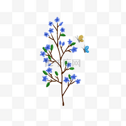 蓝色花朵树枝