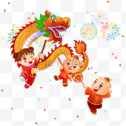 舞小狮子图片_卡通灯笼春节新年小猪