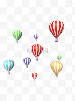漂浮活动元素图片_3D彩色漂浮热气球C4D活动气球素材