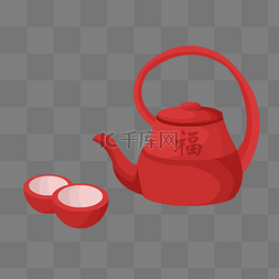 红色的喜庆茶壶