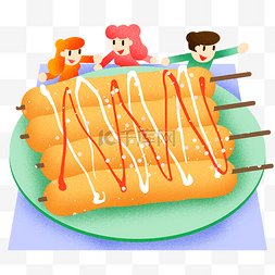 春天野餐烤香肠插画