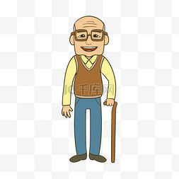 老人拐杖图片_重阳节拄拐杖的老爷爷手绘插画