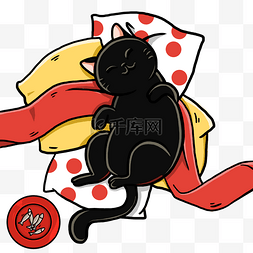 猫咪卡通睡觉图片_卡通彩色手绘猫咪