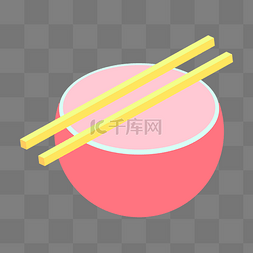 碗筷图片_ D黄色碗和红色筷子