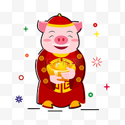 新年年货节海报图片_矢量手绘卡通猪年